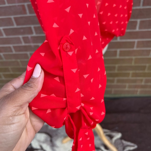 Decree Sheer Open Up Long Sleeves Strawberry Color with coral pink Accents Sz S - Picture 7 of 8